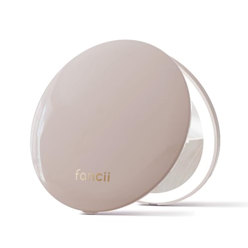 Fancii Mini Taylor Compact Magnifying Mirror with LED Light, 10x/1x, Rechargeable, 3 Light Settings, Dimmable - Small Lighted Travel Handheld Mirror for Pocket, Handbag, Purse, 2-Sided (Desert Sands) - color: Beige