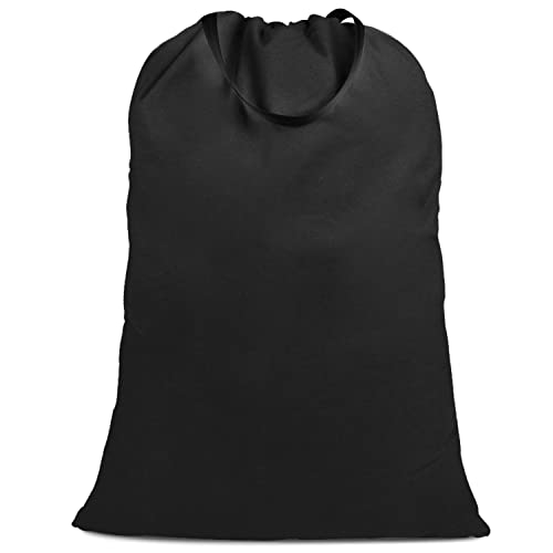 Cotton Canvas Laundry Bag with Handles & Drawstring Straps, Heavy Duty Extra Large Laundry Bags for Laundromat and Household, 25.5x34 Inch, Black - color: Black