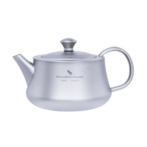 Boundless Voyage Titanium Kung Fu Tea Set with 3 Teacups Portable Camping Kettle Reusable Travel Coffee Tea Cup Set (Ti3118D-300ml) - color: Ti3118D-300ml