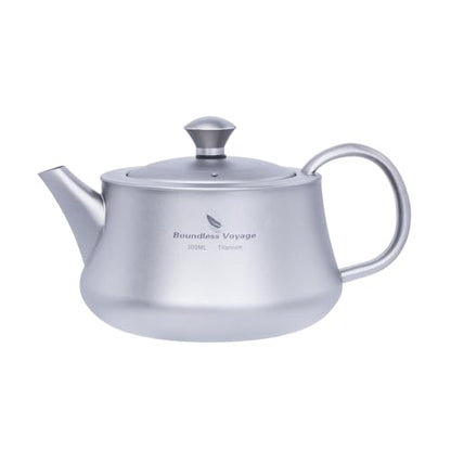 Boundless Voyage Titanium Kung Fu Tea Set with 3 Teacups Portable Camping Kettle Reusable Travel Coffee Tea Cup Set (Ti3118D-300ml) - color: Ti3118D-300ml