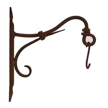 VAN DYKE'S RESTORERS Forged Iron Plant Hanger — 12 Inch Rust Finish Wall-Mounted Iron Hanger, Decorative Forged Bracket for Outdoor Planters, Lanterns, and Garden Displays, 20 lb Weight Capacity - color: Rush Finish