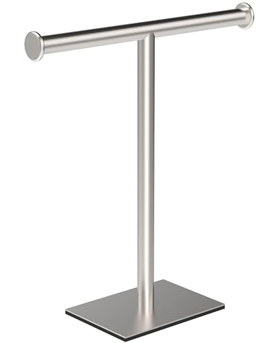 Hand Towel Holder for Bathroom, T-Shape Freestanding Countertop Towel Rack, SUS304 Stainless Steel Face Towel Holder Stand for Kitchen Vanity (Brushed Nickel) - color: Brushed Nickel, size: 1 Tier