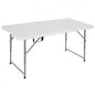FDW 4FT Folding Table, Portable Fold-in-Half Plastic Picnic Party Table with Carrying Handle (White, 4FT)