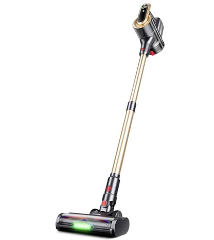 RENDOW Cordless Vacuum Cleaner, 550W 45Kpa 65Mins Vacuum Cleaners for Home, Self-Standing Cordless Stick Vacuum with LED Display,Anti-Tangle Rechargeable Wireless Vacuum for Pet Hair/Carpet/Hard Floor
