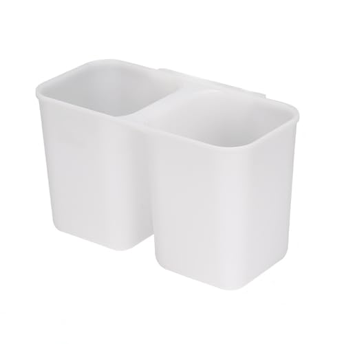 SANNO Dish Rack Utensil Holder, Hanging Cutlery Drainer Caddy with Hooks, 2 Compartment Flatware Organizer for Forks, Spoons, Knives, Fits Over Most Dish Drying Racks, White - color: White, size: 6 x 2 3/4 x 3 3/4 inches