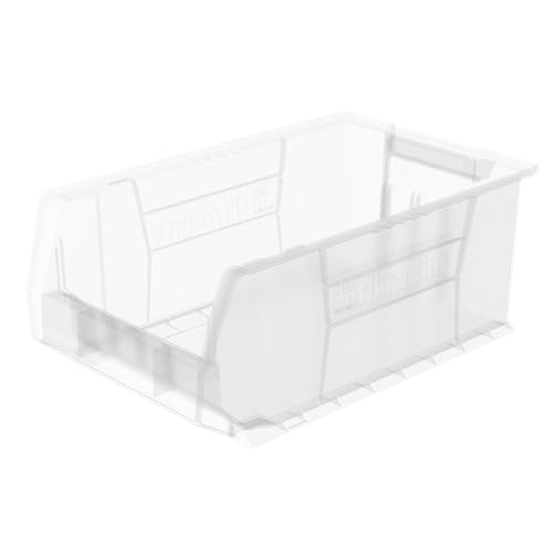 Akro-Mils 30281 Super-Size AkroBins Plastic Storage Bins, Space-Saving Stackable Bins for Garage, Classroom, Warehouse Organization, 20" L x 12" W x 8" H, Clear, 3-Pack - color: Clear