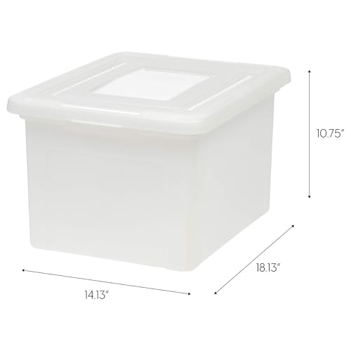 IRIS USA File Box, Plastic File Organizer with Lids for Letter/Legal File, Portable Document Box For Moving, Storage Bin with Durable and Secure Lid, Stackable Nestable BPA-Free, Pearl 35 Qt. 8 Pack - style: Pearl - 8 Pack