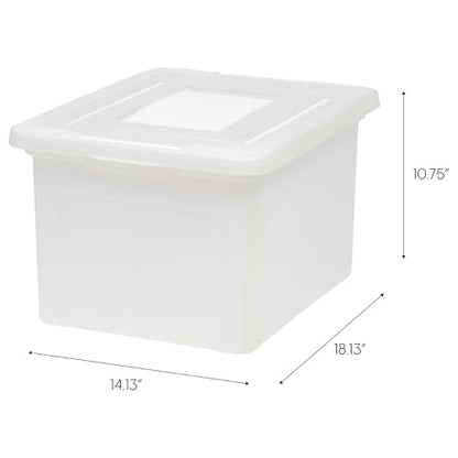 IRIS USA File Box, Plastic File Organizer with Lids for Letter/Legal File, Portable Document Box For Moving, Storage Bin with Durable and Secure Lid, Stackable Nestable BPA-Free, Pearl 35 Qt. 8 Pack - style: Pearl - 8 Pack