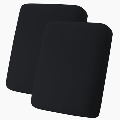 hyha Milk Silk Couch Cushion Covers, Soft Sofa Covers Washable for 2 Cushion Couch, Stretch Sectional Outdoor Cushion Covers for Patio Furniture with Elastic Bottom(2 Packs, Black) - color: Black, size: Seat Cover 2 Pack