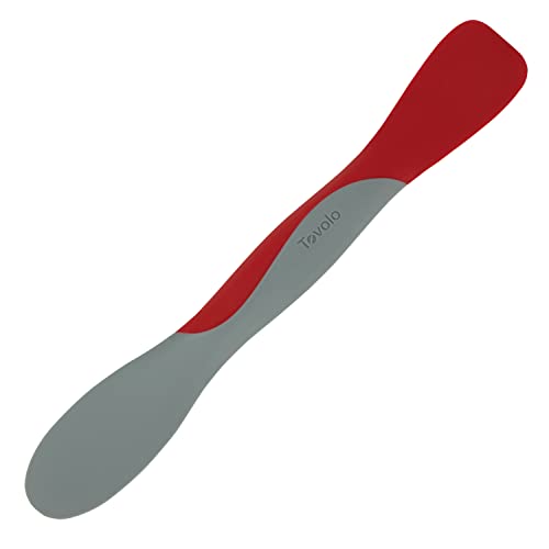 Tovolo Mini Scoop and Spread Tool for Kitchen Meal Prep Small Sandwich Spreader Spatula for Peanut Butter Jelly, Silicone BPA Free Dishwasher Safe Scooper Spreader, Cayenne Red and Oyster Gray - color: Cayenne, size: Mini