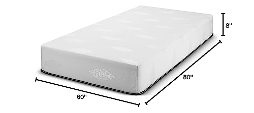 Fortnight Bedding 8 inch Queen Size Gel-Infused Memory Foam Mattress with White Stretch Knit Fabric - CertiPUR-US Foam – 10 Year Warranty - Made in USA - size: 60" x 80", style: 8 Inch