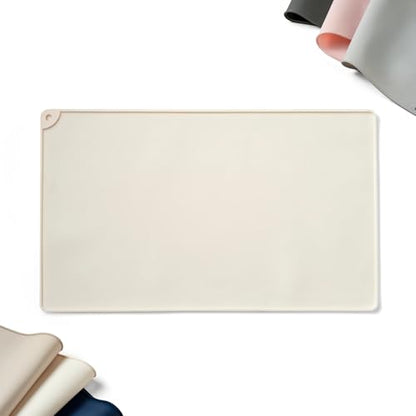 WePet Non-Slip Waterproof Pet Feeding Mat, 20x12 Inch - Silicone Dog & Cat Food Mat with Raised Edge to Stop Food Spills and Water Spills - Dishwasher Safe, Easy Clean - color: Craie White