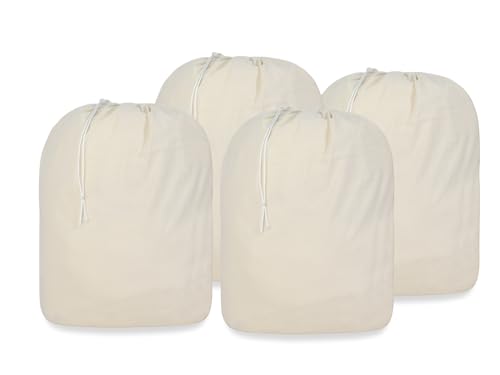 PurpleEssences Laundry Bag Durable Clothes Drawstring Bag Machine Washable Travel Laundry Organizer for Dorm, College, Hamper - Set of 4, 28 x 32 Inch, Laundry Liner Bag - Natural - size: 28 x 32 Laundry Liner Bag