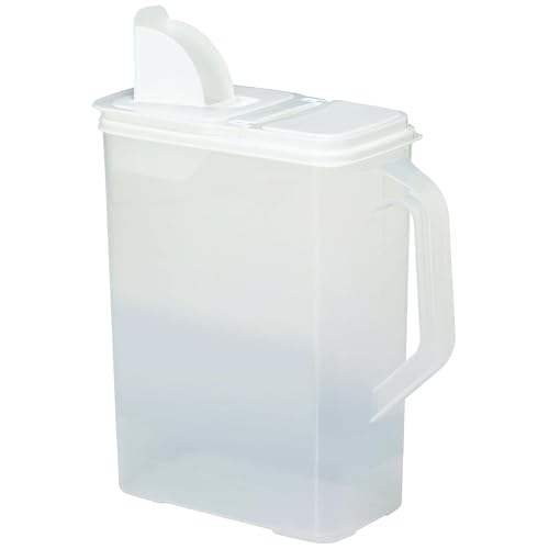 Buddeez Bulk Food Storage Container - 8 Quart All Purpose Clear & Large Pantry and Kitchen Organization and Storage - Cereal, Flour, Sugar, Rice Dispenser, EZ Grip Handle, EZ Pour Spout (White Lid)