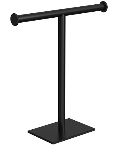 Hand Towel Holder for Bathroom, T-Shape Freestanding CountertopTowel Rack, SUS304 Stainless Steel Face Towel Holder Stand for Kitchen Vanity (Matte Black) - color: Matte Black, size: 1 Tier