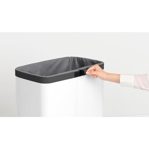 Brabantia - Bo Laundry Hamper Bag 16 Gal - Replacement Bag for Bo Laundry Hamper - Large Compartment for Easy Sorting - Portable & Hygienic - Cotton Bag with Velcro Closing - Gray - size: 1 x 16 Gal Compartment