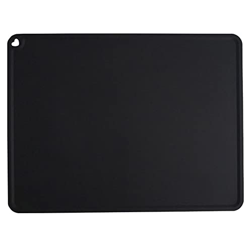 Silicone Pet Feeding Food Mat Dog Cat Placemat with Raised Edge, Anti-Slip Waterproof Pet Bowl Mats Pet Food Tray for Cats, Dogs and Small Animals(Black, Small) - color: Black, size: 16.1"*12.2"