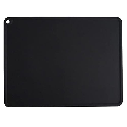 Silicone Pet Feeding Food Mat Dog Cat Placemat with Raised Edge, Anti-Slip Waterproof Pet Bowl Mats Pet Food Tray for Cats, Dogs and Small Animals(Black, Small) - color: Black, size: 16.1"*12.2"