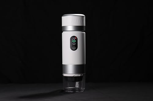 Portable Coffee Maker KF-JN-03 with Digital Display & 20 BAR Pressure – Hot & Cold Brew, Compatible with Coffee Grounds and Capsules, Compact Single-Serve Design with Transparent Cup & 60ml Tank - color: Black