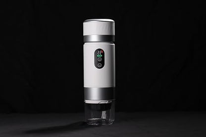 Portable Coffee Maker KF-JN-03 with Digital Display & 20 BAR Pressure – Hot & Cold Brew, Compatible with Coffee Grounds and Capsules, Compact Single-Serve Design with Transparent Cup & 60ml Tank - color: Black