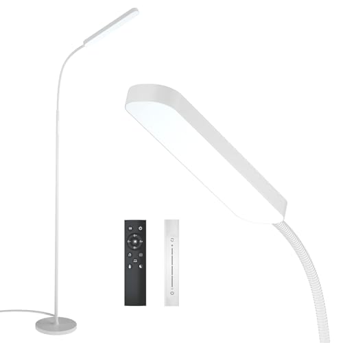 Wio-Mio Floor Lamps, 15w/1000lm Bright LED Floor Lamp with Stepless Adjustable 3000K-6000K Colors and Dimmer, Remote and Touch Control Reading Lamp, Adjustable Floor Lamp for Living Room - color: Gravel White