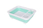 J&V TEXTILES Collapsible Dish Drying Rack - Popup for Easy Storage, Drain Water Directly into The Sink, Room for Eight Large Plates, Sectional Cutlery and Utensil Compartment, Compact (Blue) - color: Blue