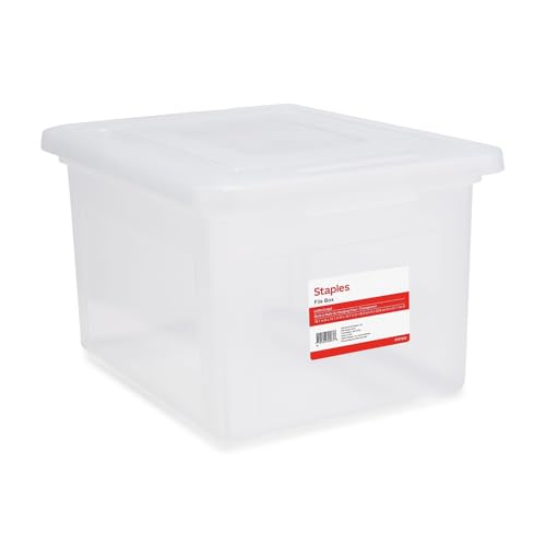 STAPLES Hanging File Folder Box, Storage Bin Organizer, Snap Lid, Letter & Legal Size Documents, Clear - color: Clear, size: 1 Pack, style: Box (Snap Lid)