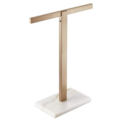 KOKOSIRI Hand Towel Holder Stand Towel Rack with Marble Base for Bathroom Kitchen Vanity Countertop, Champagne Bronze Stainless Steel 15.7'' Height THS0002-SM-CPG - color: Champagne Bronze, size: 1-Bar