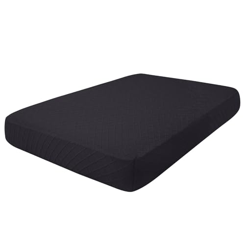 hyha Outdoor Couch Cushion Covers, Sectional Couch Sofa Covers Washable, Jacquard Diamond Lattice, Stretch Sofa Seat Cushion Cover for Indoor/Outdoor Patio Furniture (1 Piece for Medium, Black) - color: Black, size: Medium (1 Piece)