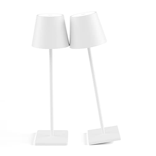 2-Pack Rechargeable Table Lamps, LED Cordless Table Lamp, 5000mAh Battery Operated Table Light, Stepless Dimming Portable Table Light Waterproof for Restaurant/Indoor/Outdoor (White) - color: White-3000k, size: 2-Pack