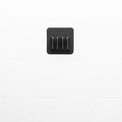 TOOLETRIES The George Toothbrush Holder, Silicone Toothbrush Holder for Bathroom & Shower, Wall Mounted Bathroom Organizer with No-Residue Adhesive, Removable & Reusable - Charcoal