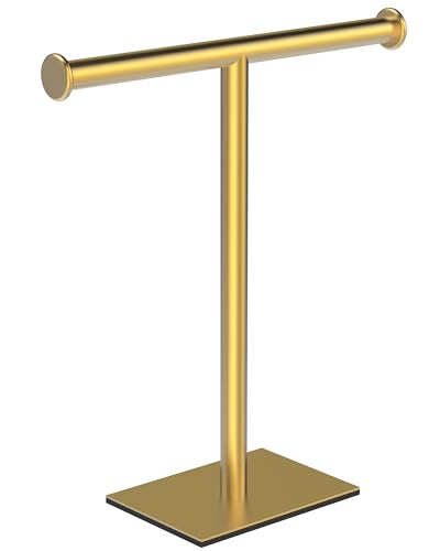 Hand Towel Holder for Bathroom, T-Shape Freestanding Countertop Towel Rack, SUS304 Stainless Steel Face Towel Holder Stand for Kitchen Vanity (Brushed Gold) - color: Brushed Gold, size: 1 Tier