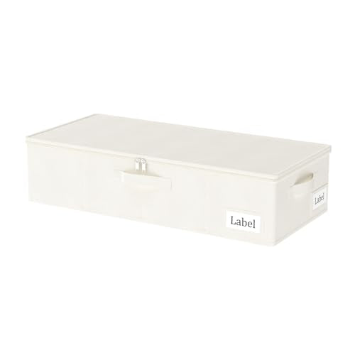 Yawinhe Underbed Bags, Storage Containers Bags with Lid, Foldable Blanket Bins, with Sturdy Zipper und Label Holders, for Clothing, 23.6''Lx11.8''Wx6''H, 1Pack,Beige，SNH002BES-1 - color: Beige, size: 23.6x11.8x6in/1-Pack
