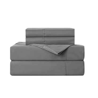 Kingnex Sofa Bed Sheets Queen for Sleeper Sofa Bed with 4-6 Deep Pocket Soft Double Brushed 1800 Microfiber 4 Piece Bedding Set (60"x74"x6") Grey - color: Grey, size: Sleeper Sofa Queen
