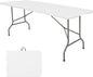 6FT Folding Table with 2 Benches – Heavy-Duty HDPE, Locking Safety, 3-Piece Portable Set, White