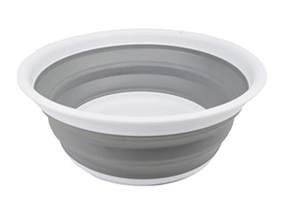 SAMMART 7.5L (1.98 Gallon) Collapsible Tub - Foldable Dish Tub - Portable Washing Basin - Space Saving Plastic Washtub (White/Grey) - color: White/Grey