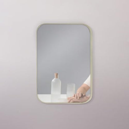 8-Inch Table Desk Vanity Makeup Mirror, Simple Portable Travel Mirror with Stand, Standing and Wall Hanging Dual-use, Beige - color: Beige