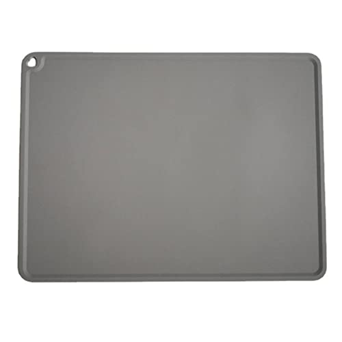 Silicone Pet Feeding Food Mat Dog Cat Placemat with Raised Edge, Anti-Slip Waterproof Pet Bowl Mats Pet Food Tray for Cats, Dogs and Small Animals(Grey, Small) - color: Grey, size: 16.1"*12.2"