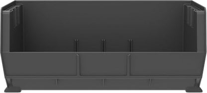 Akro-Mils 30250 AkroBins Plastic Storage Bins, Space-Saving Stackable Bins for Garage, Pantry, Craft Organization, 15" x 16" x 7", Black, 6-Pack - color: Black