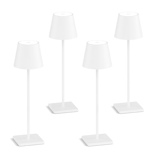 4-Pack Rechargeable Table Lamps, LED Cordless Table Lamp, 5000mAh Battery Operated Table Light, Stepless Dimming Portable Table Light Waterproof for Restaurant/Indoor/Outdoor (White) - color: White-3000k, size: 4-Pack