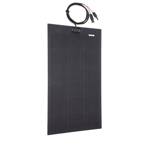 LensunSolar 80W 12V Flexible Solar Panel ETFE Black Thin, Monocrystalline High Efficiency, Slim Flexible PERC Mono Solar Cells 12 Volt for Battery Charge Marine RV Campers Boats Camping Generator - size: 80W/37in x 21in