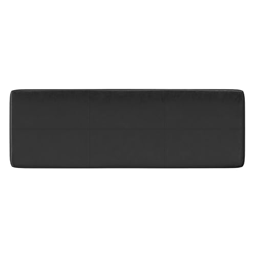 SIMPLIHOME Carlson Ottoman Bench - 45 inch Wide Upholstered Vegan Leather Rectangle Ottoman in Distressed Black, Mid Century Modern Bench for Bedroom, Entryway or Living Room with Padded Seat - color: Distressed Black, style: Ottoman Bench