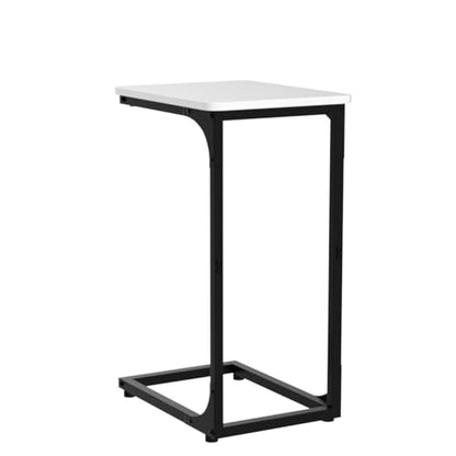 QEEIG C Table Side Table Set of 2 Living Room Sets C Shaped Couch Tray End Tables Modern, Black and White (017-30WB) - color: White & Black, size: 11.8"W x 15.7"D x 25.6"H (2P)