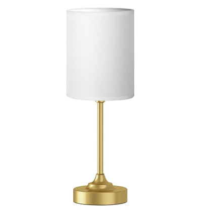 Fenmzee Gold Nightstand Bedroom Lamp - 3 Way Dimmable Bedside Lamp, Small Table Lamp Linen Lampshade for Office Desk, LED Bulb Included - color: White Shade-Gold Base, size: 14" Touch Control