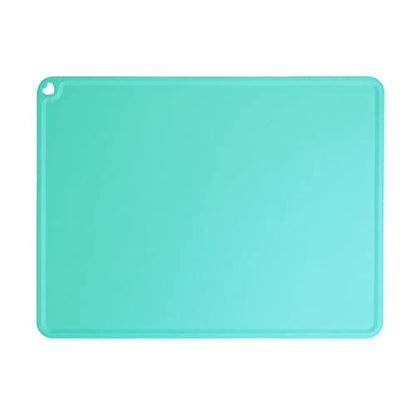 Silicone Pet Feeding Food Mat Dog Cat Placemat with Raised Edge, Anti-Slip Waterproof Pet Bowl Mats Pet Food Tray for Cats, Dogs and Small Animals(Green, Small) - color: Green, size: 16.1"*12.2"
