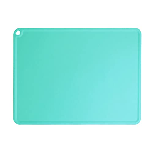 Silicone Pet Feeding Food Mat Dog Cat Placemat with Raised Edge, Anti-Slip Waterproof Pet Bowl Mats Pet Food Tray for Cats, Dogs and Small Animals(Green, Small) - color: Green, size: 16.1"*12.2"