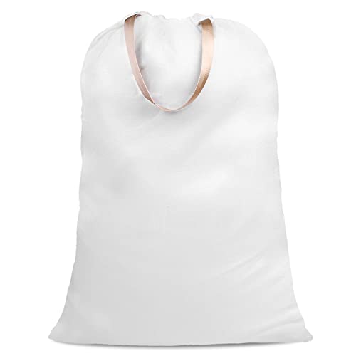 Cotton Canvas Laundry Bag with Handles & Drawstring Straps, Heavy Duty Extra Large Laundry Bags for Laundromat and Household, 25.5x34 Inch, White - color: White