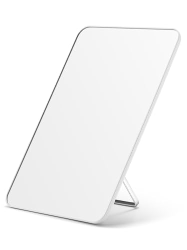 OMIRO Makeup Mirror for Desk, 10 x 7 inches Table Mirror with Adjustable Stand and Hanging Hole for Shaving and Travelling, White - color: White, size: 10"L x 7"W