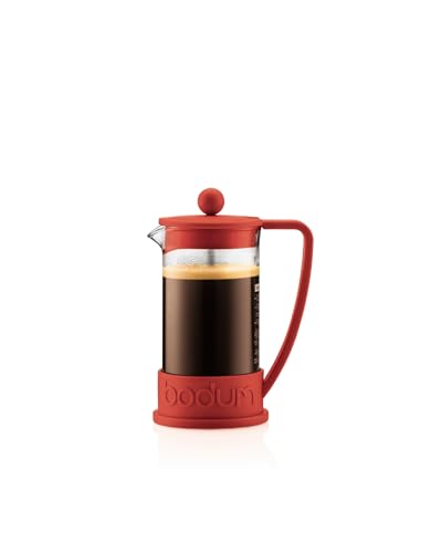 Bodum 34oz Brazil French Press Coffee Maker, High-Heat Borosilicate Glass, Red - Made in Portugal - color: Red, size: 34 oz