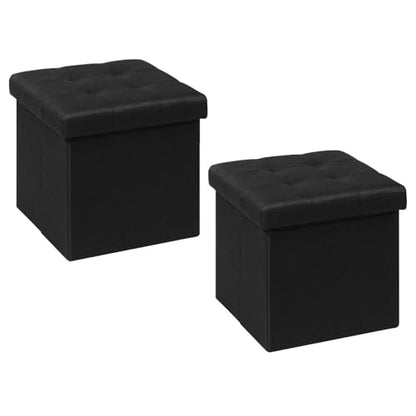 B FSOBEIIALEO Storage Ottoman Cube, Storage Chest Folding Foot Rest Seat, Linen Black 12.6"X12.6"X12.6" (2 Pack) - color: Black
